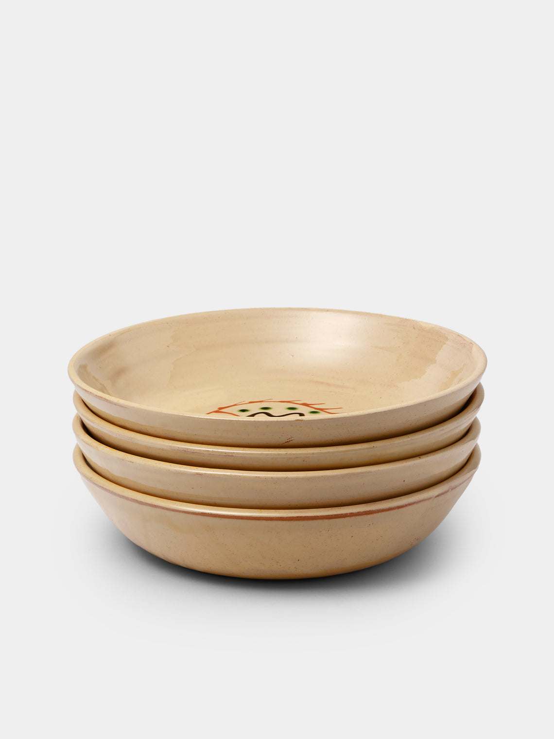 Poterie de Cliousclat - Fish Hand-Glazed Slipware Bowls (Set of 4) - Ivory - ABASK