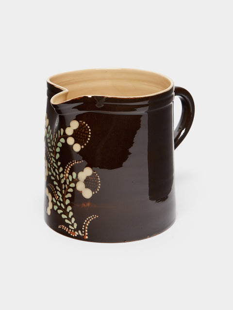 Poterie d’Évires - Flowers Hand-Painted Ceramic Straight-Edge Jug -  - ABASK - 