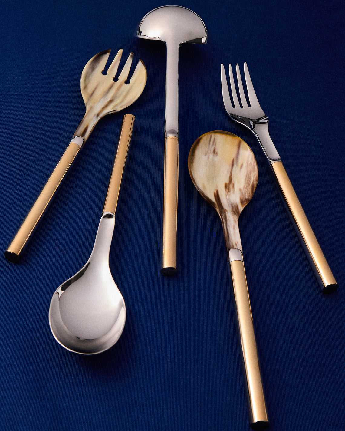 San Lorenzo - 1979 Afra and Tobia Scarpa Sterling Silver and Gold Serving Cutlery in Wooden Box (Set of 5) - Silver - ABASK