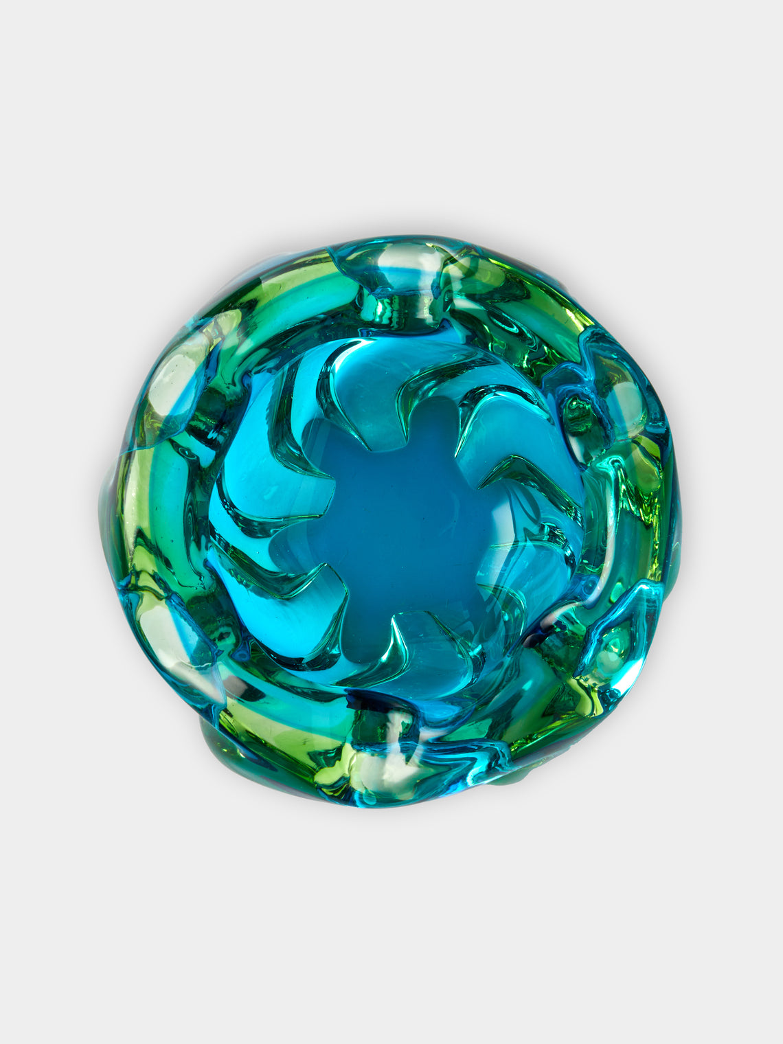 Antique and Vintage - Mid-Century Czech Glass Ashtray - Blue - ABASK