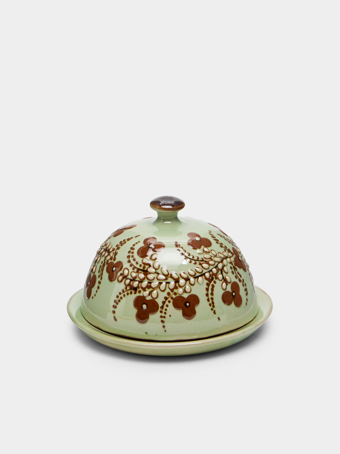 Poterie d’Évires - Flowers Hand-Painted Ceramic Small Butter Dish -  - ABASK - 