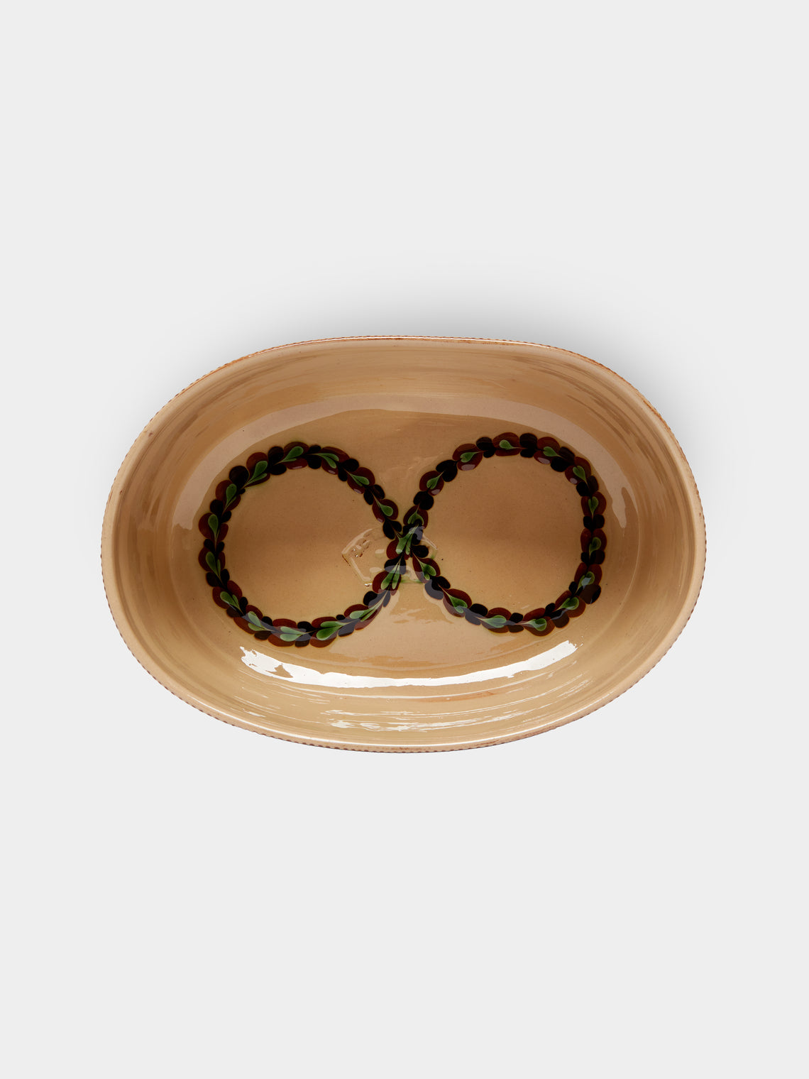 Poterie d’Évires - Flowers Hand-Painted Ceramic Oval Serving Dish -  - ABASK
