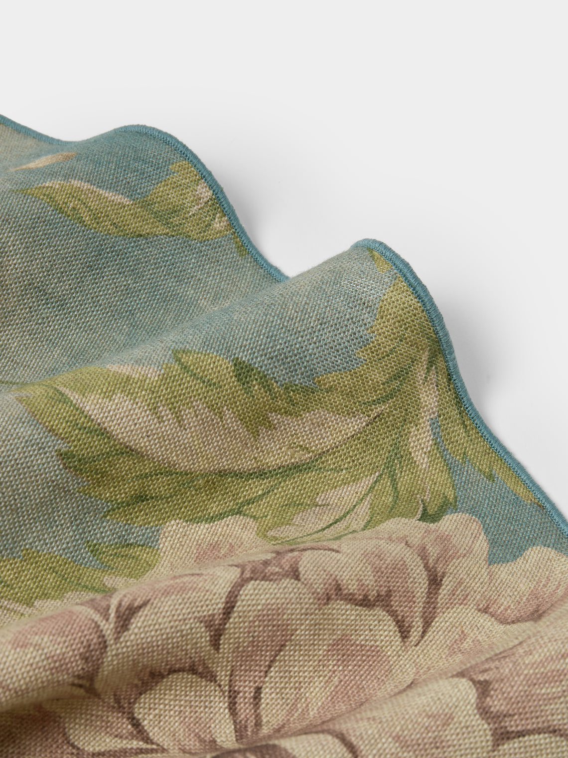 Borgo delle Tovaglie - Filo Affresco Embroidered Linen Round Tablecloth (86.5in/2.2m) - Blue - ABASK