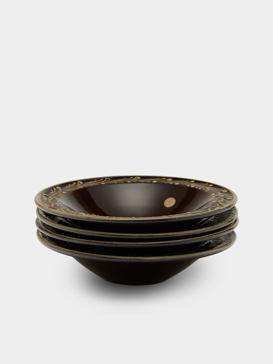 Poterie d’Évires - Animals Hand-Painted Ceramic Breakfast Bowls (Set of 4) - Dark brown - ABASK
