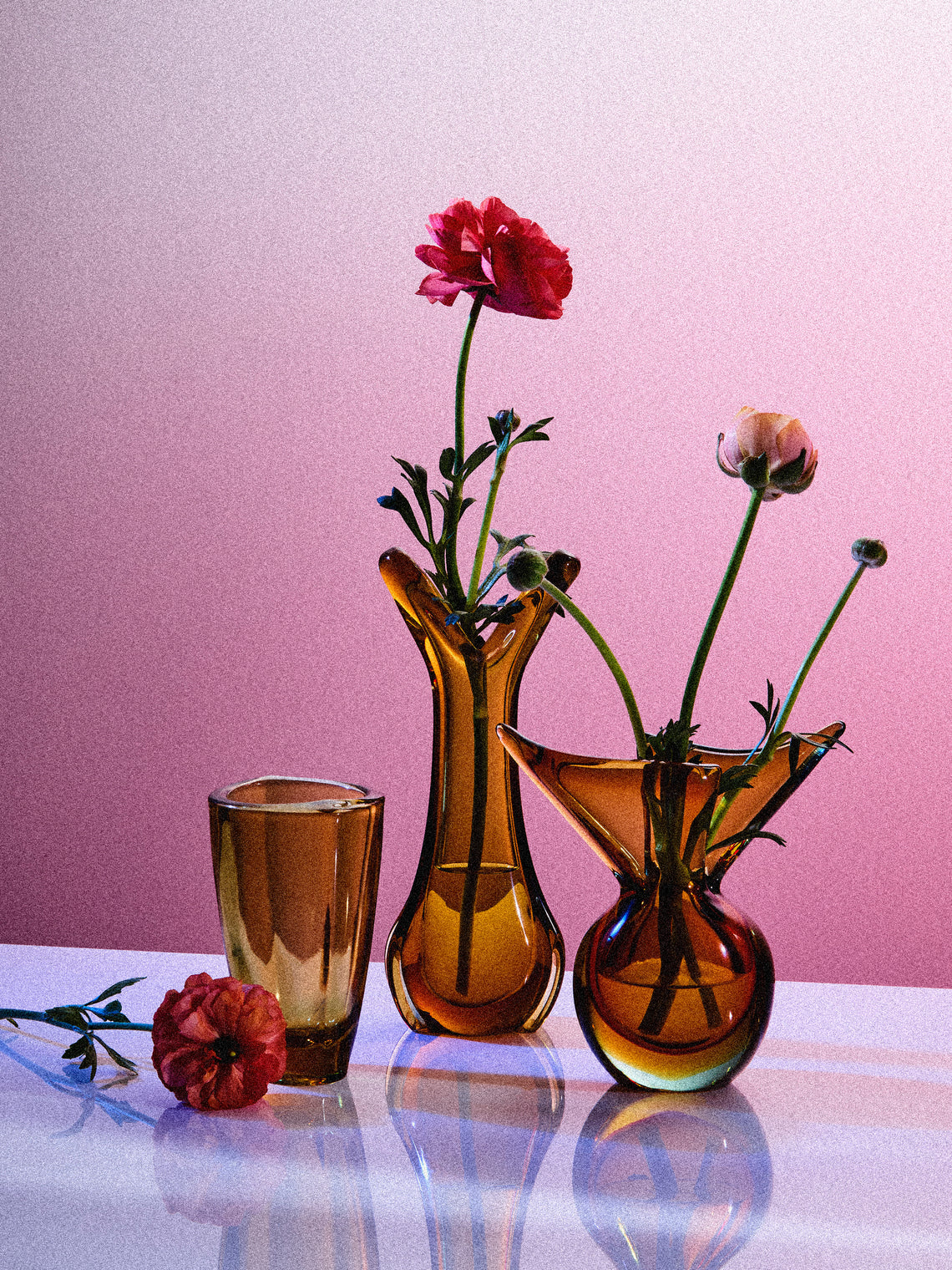 Antique and Vintage - Mid Century Crystal Bud Vases (Set of 3) - Orange - ABASK