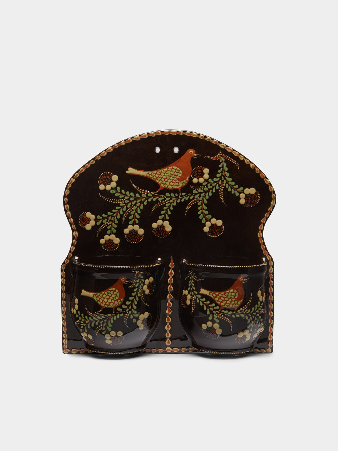 Poterie d’Évires - Birds Hand-Painted Ceramic Double Utensil Holder -  - ABASK - 