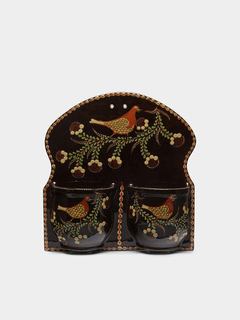 Poterie d’Évires - Birds Hand-Painted Ceramic Double Utensil Holder -  - ABASK - 