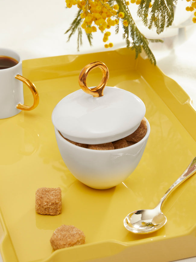 Feldspar - Hand-Painted 24ct Gold and Bone China Sugar Bowl -  - ABASK