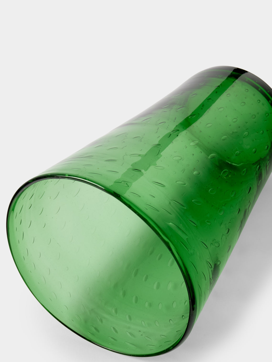 Antique and Vintage - 1980s Bullicante Glass Vase (11.5in/29.5cm) - Green - ABASK
