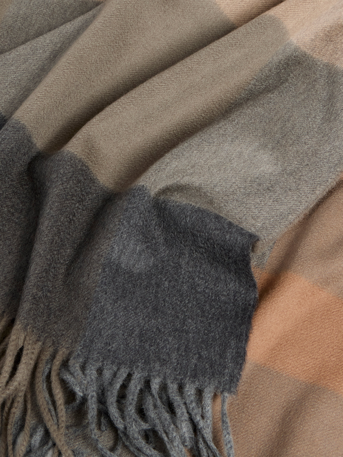 Johnstons of Elgin - Umbra Plaid Cashmere Throw (75in/1.9m) - Beige - ABASK