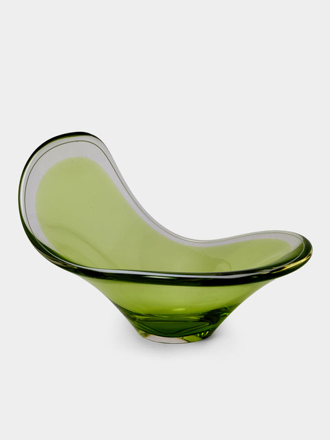Antique and Vintage - 1960s Paul Kedelv Crystal Bowl - Green - ABASK - 