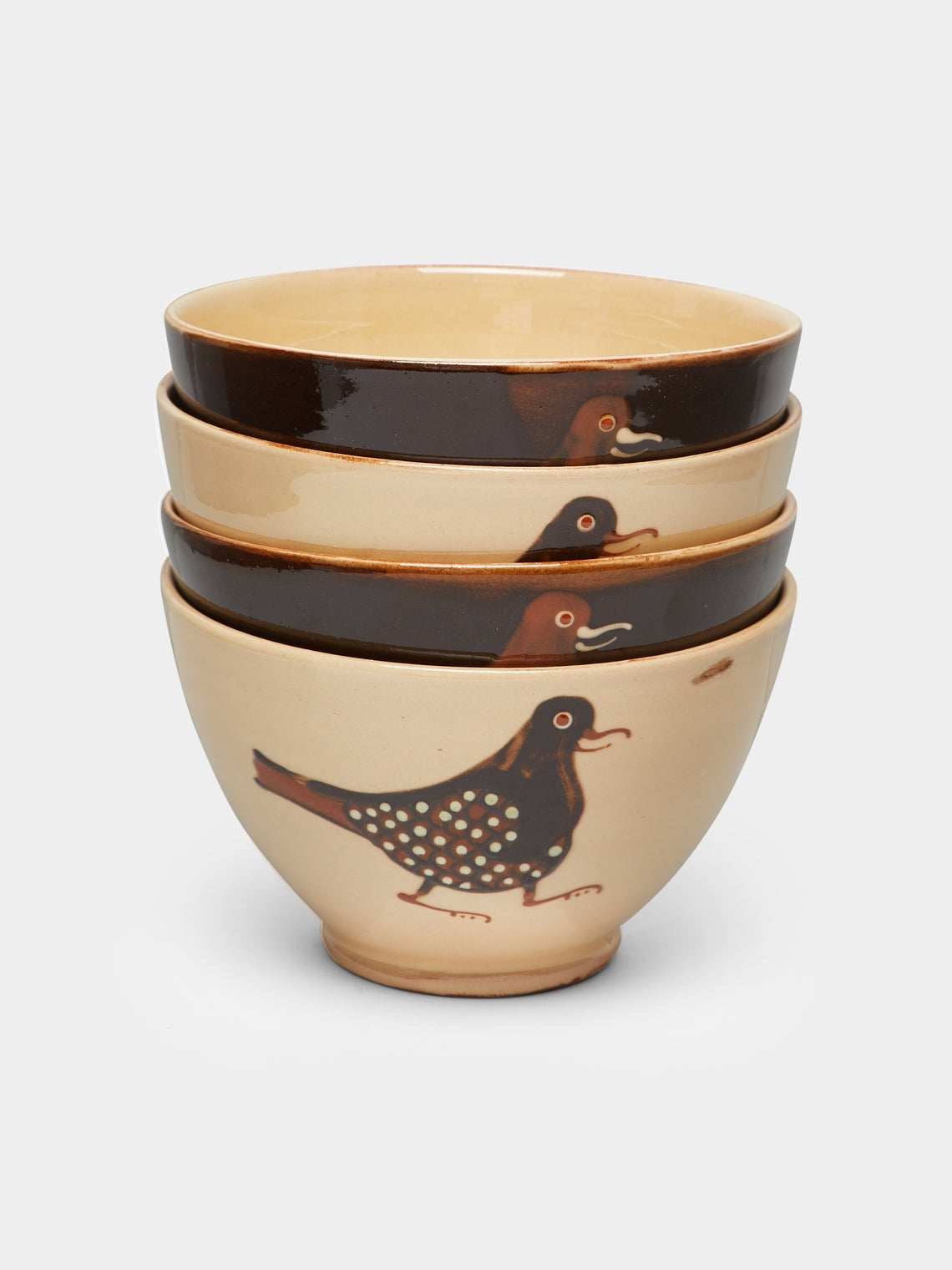 Poterie d’Évires - Birds Hand-Painted Ceramic Cereal Bowls (Set of 4) -  - ABASK - 