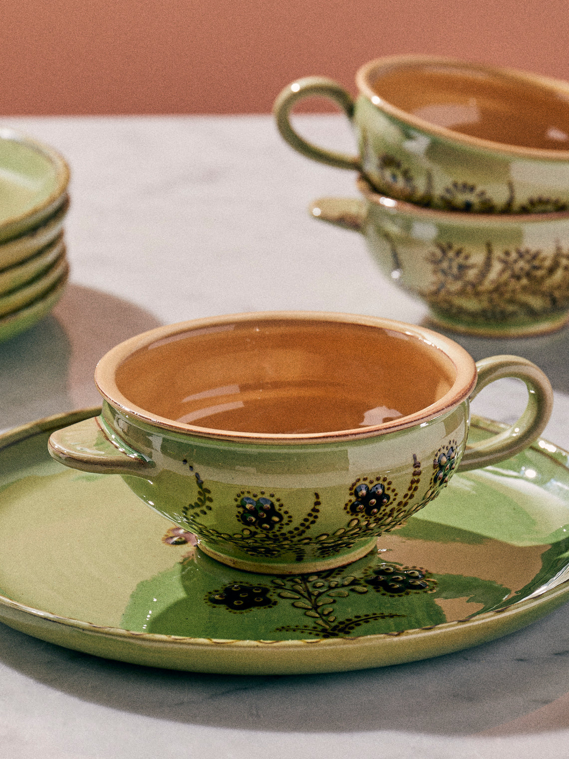 Poterie d’Évires - Flowers Hand-Painted Ceramic Mini Soup Bowls (Set of 6) - Multiple - ABASK