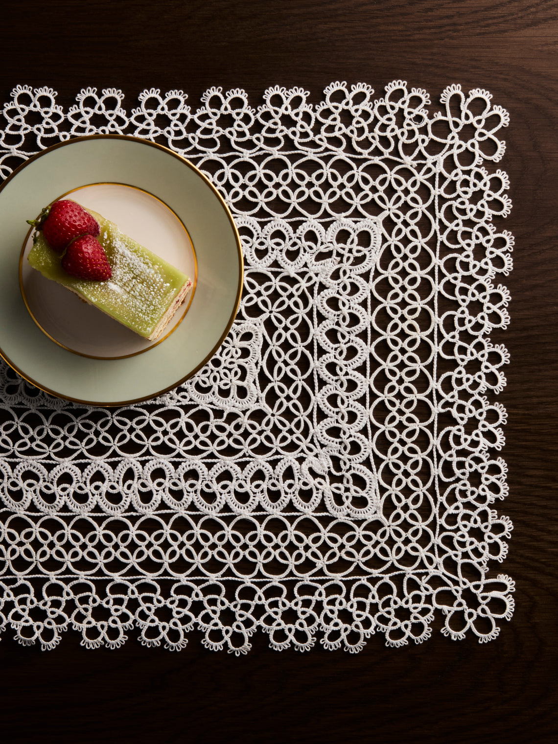 Rolane du Dreuih Creations - Lacework Linen Medium Oblong Placemats (Set of 4) - Ivory - ABASK