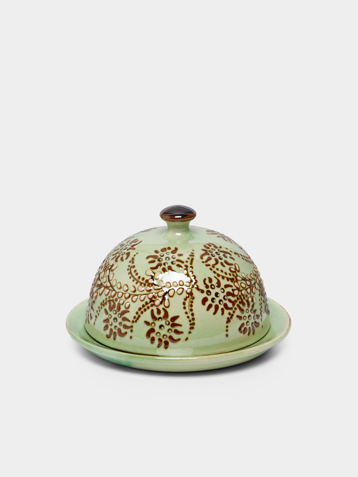 Poterie d’Évires - Flowers Hand-Painted Ceramic Small Butter Dish -  - ABASK - 