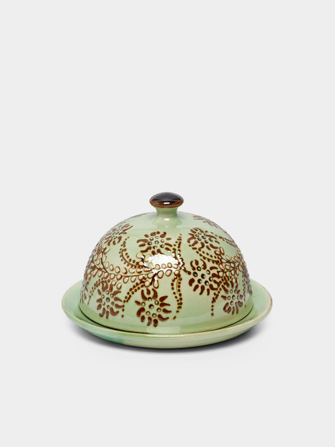 Poterie d’Évires - Flowers Hand-Painted Ceramic Small Butter Dish -  - ABASK - 