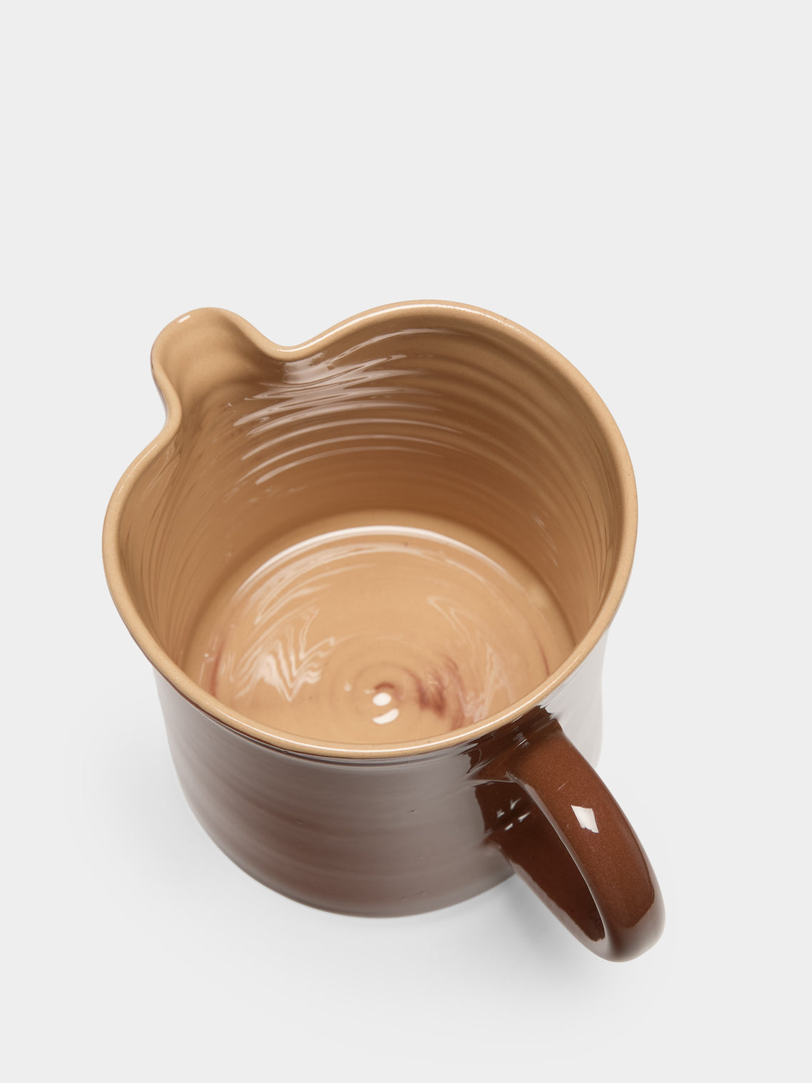 Poterie d’Évires - Chickens Hand-Painted Ceramic Straight-Edge Jug (34oz/1L) - Light brown - ABASK