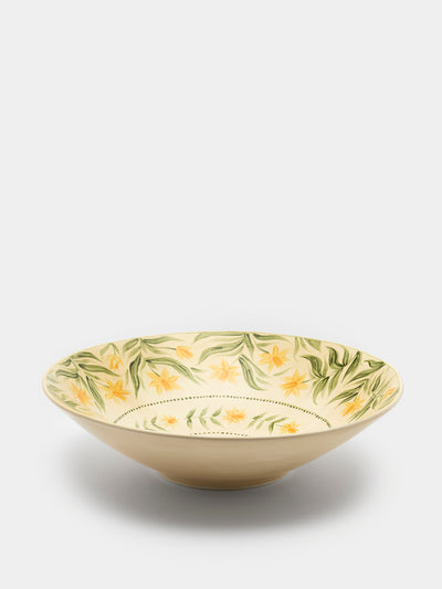 Rosanna Corfe - Doves and Daffodils Hand-Painted Ceramic Flared Bowl - Cream - ABASK - 