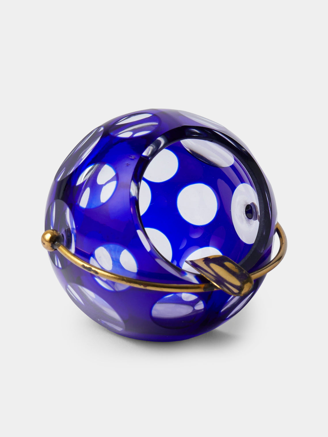 Antique and Vintage - Mid-Century Crystal and Brass Ashtray - Blue - ABASK - 