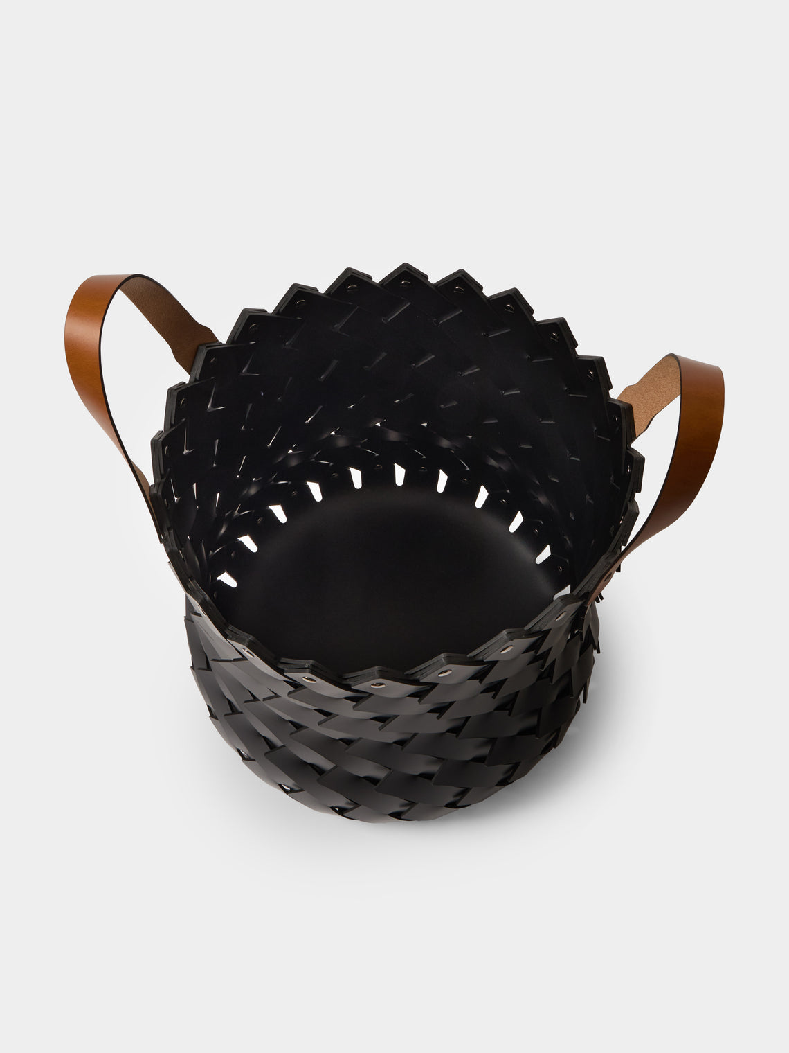 Pinetti - Almeria Handwoven Leather Basket - Black - ABASK