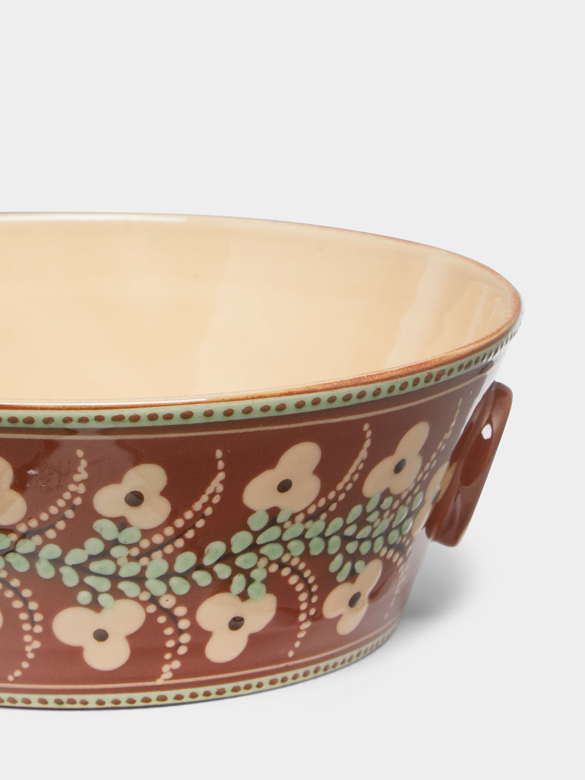 Poterie d’Évires - Flowers Hand-Painted Ceramic Handled Serving Bowl -  - ABASK