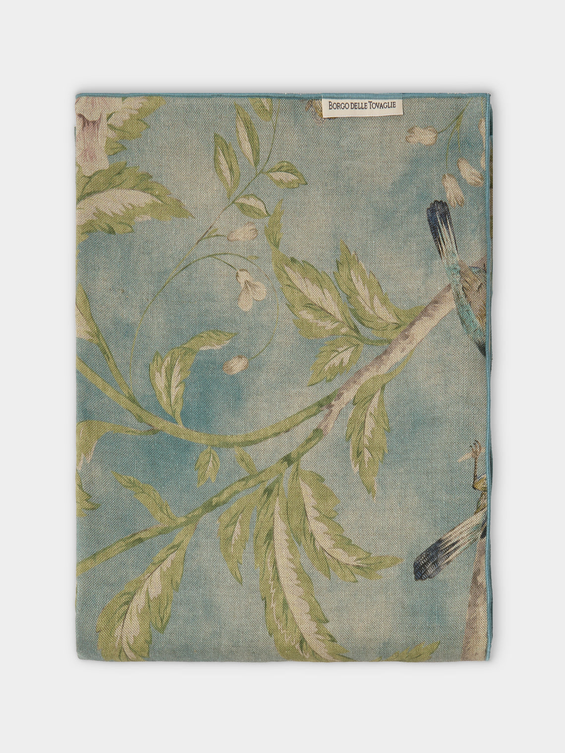 Borgo delle Tovaglie - Filo Affresco Embroidered Linen Rectangular Tablecloth (106.5in/2.7m) - Blue - ABASK