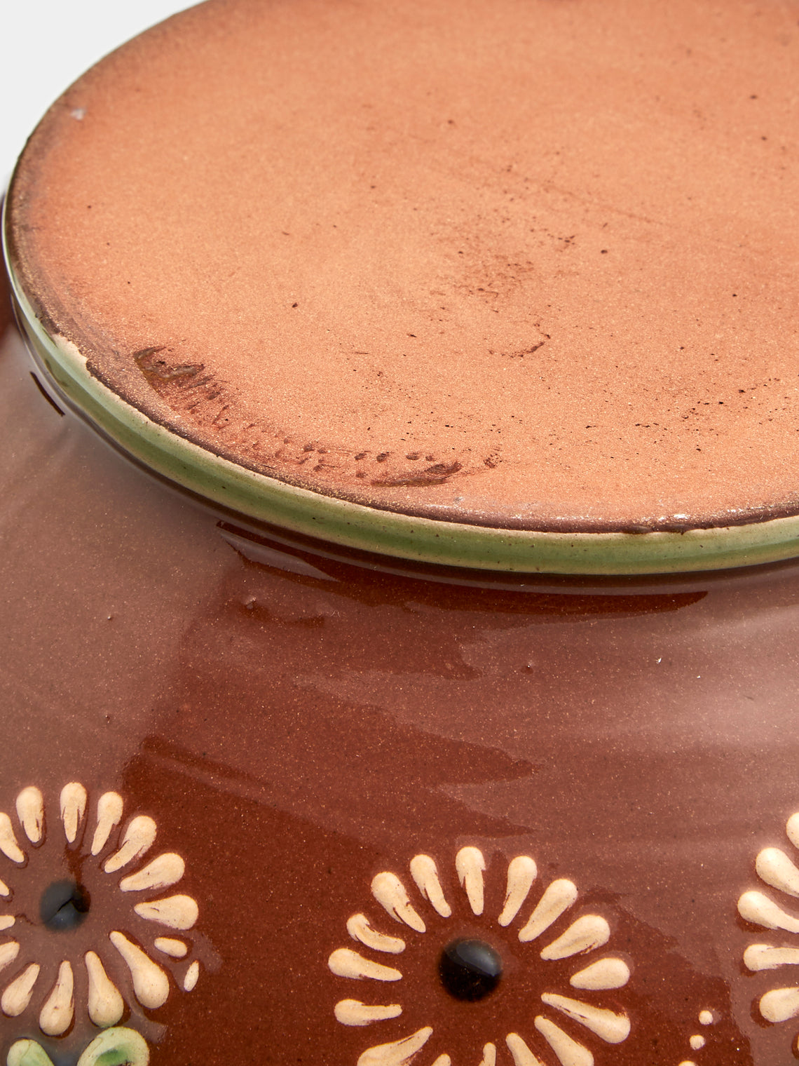 Poterie d’Évires - Flowers Hand-Painted Ceramic Large Serving Bowl - Light brown - ABASK