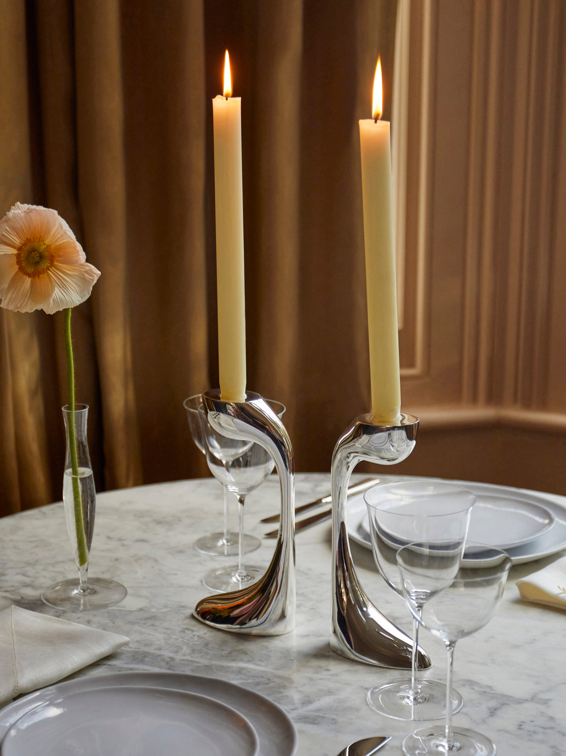 De Vecchi - Petalo Silver-Plated Candlesticks (Set of 2) -  - ABASK