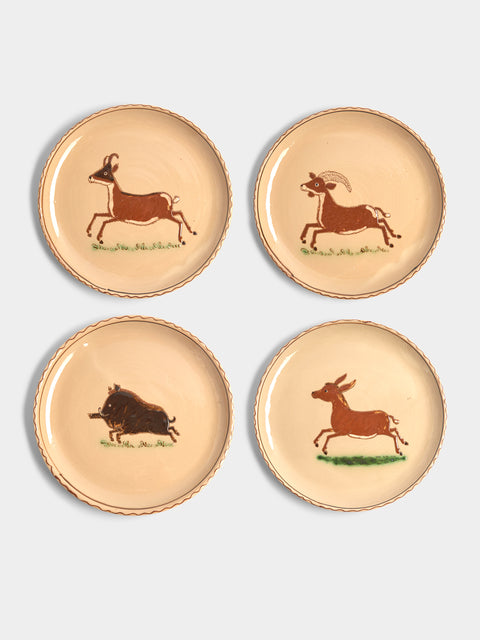 Poterie d’Évires - Animals Hand-Painted Ceramic Dinner Plates (Set of 4) -  - ABASK - 