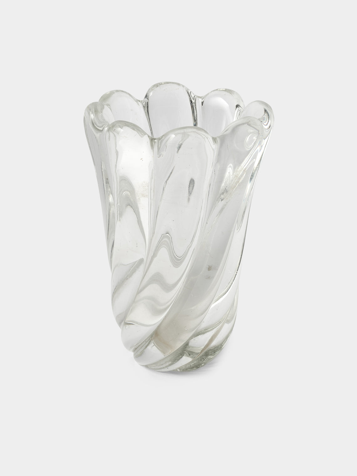 Antique and Vintage - 1942 Flavio Poli for Seguso Vetri d'Arte Murano Glass Vase (6in/15cm) - Clear - ABASK - 