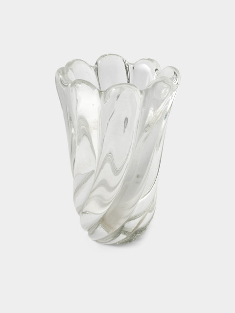 Antique and Vintage - 1942 Flavio Poli for Seguso Vetri d'Arte Murano Glass Vase (6in/15cm) - Clear - ABASK - 