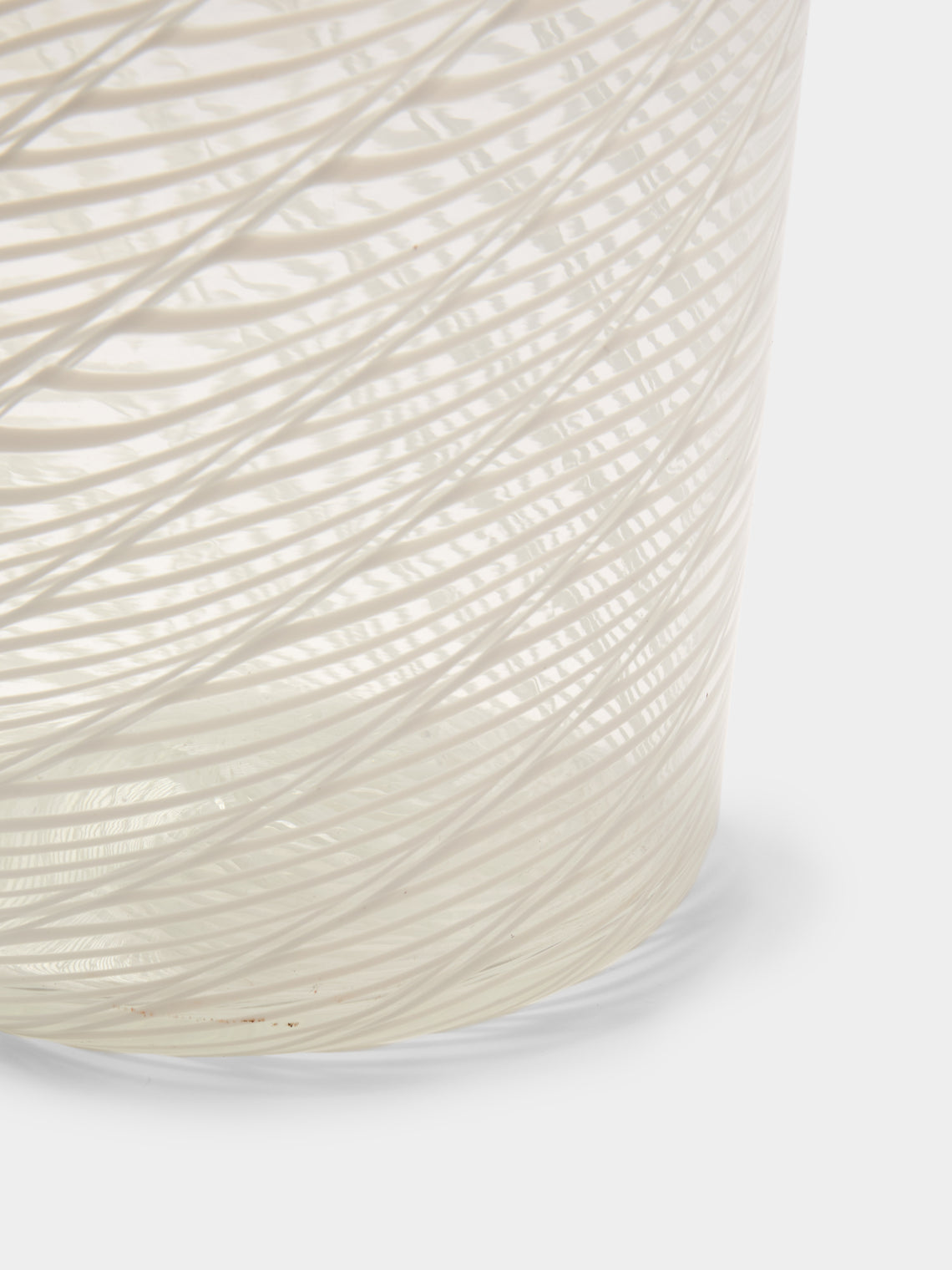 Antique and Vintage - 1981 Paolo Venini Half-Filigree Murano Glass Striped Vase (10in/25.5cm) - Clear - ABASK