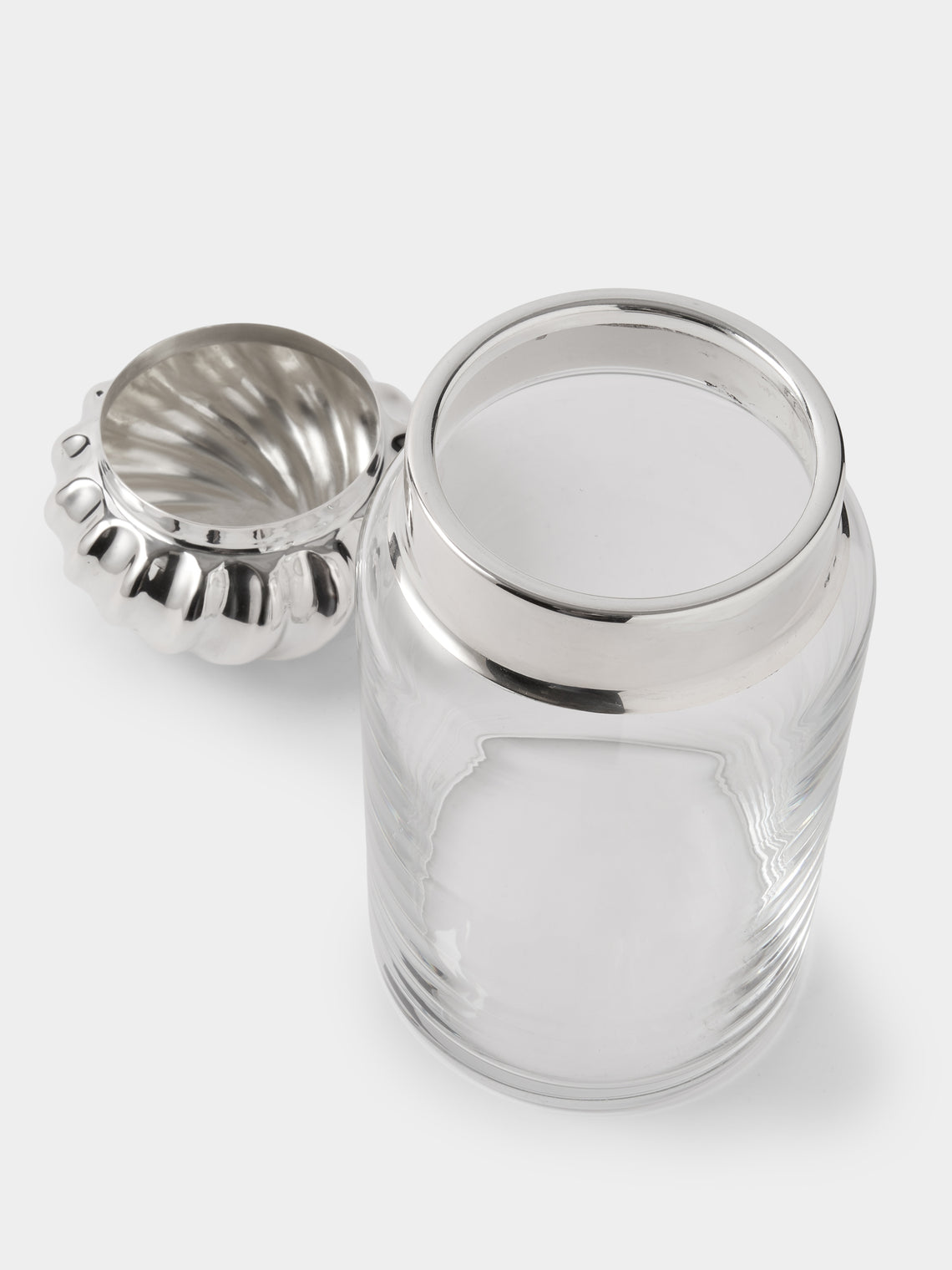 Antique and Vintage - 1980s S. Sacchetti Solid Silver and Glass Lidded Jar - Clear - ABASK