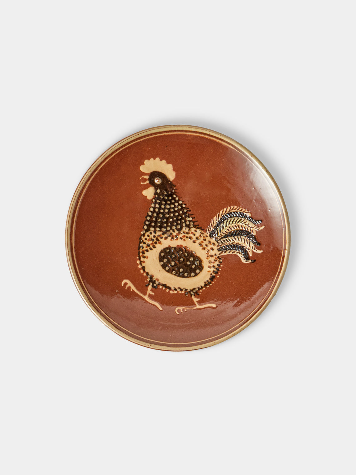 Poterie d’Évires - Animals Hand-Painted Ceramic Plates – 5.5in/14cm (Set of 4) - Light Brown - ABASK