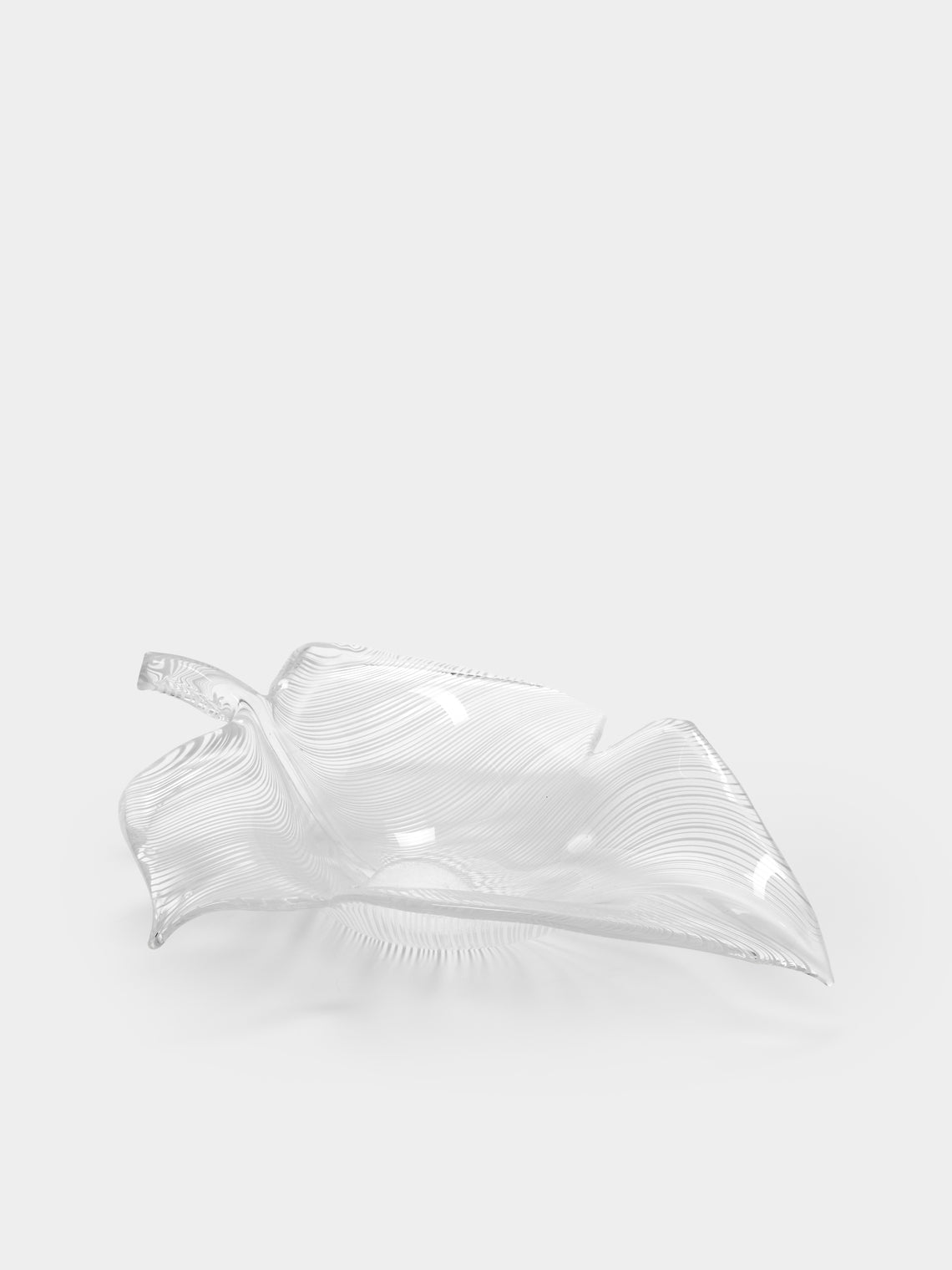 Antique and Vintage - Mid-Century Licio Zanetti Leaf Murano Glass Bowl - Clear - ABASK