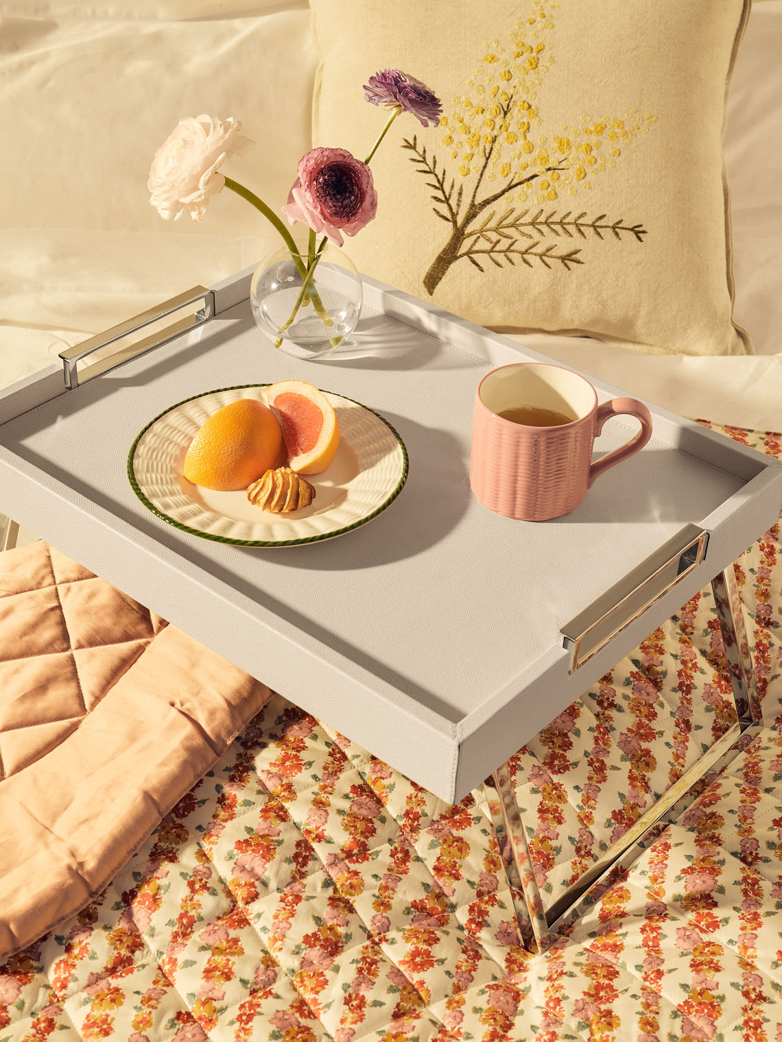 Giobagnara - Vic Leather Bed Tray - Taupe - ABASK