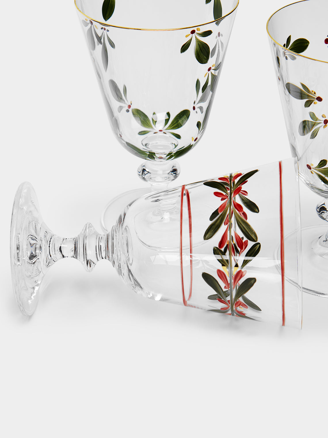 Los Vasos de Agua Clara - Zermatt Hand-Painted Stemmed Glasses (Set of 4) -  - ABASK