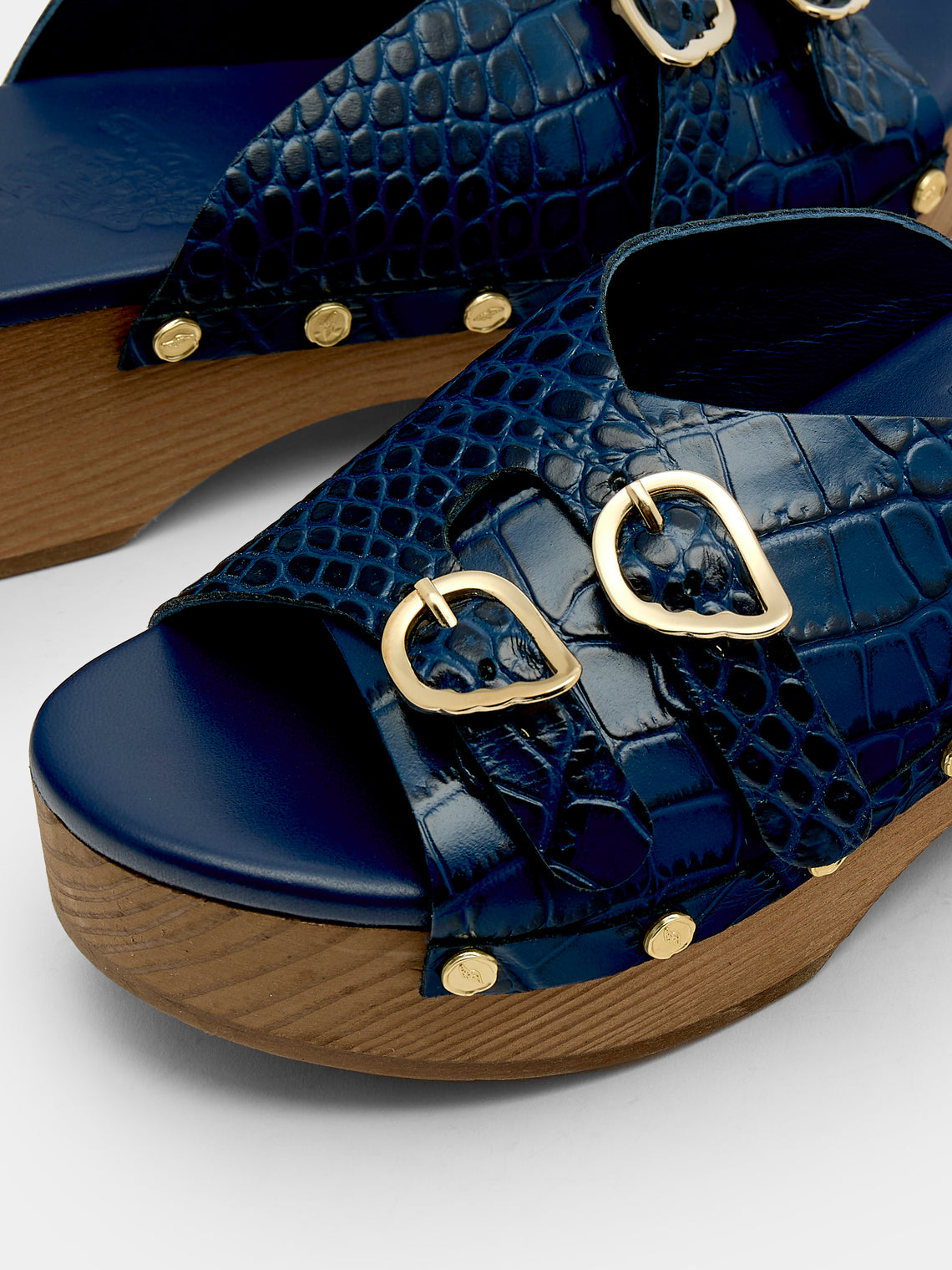 Ancient Greek Sandals - Natali Leather Clogs | Size: 37 - Navy - ABASK