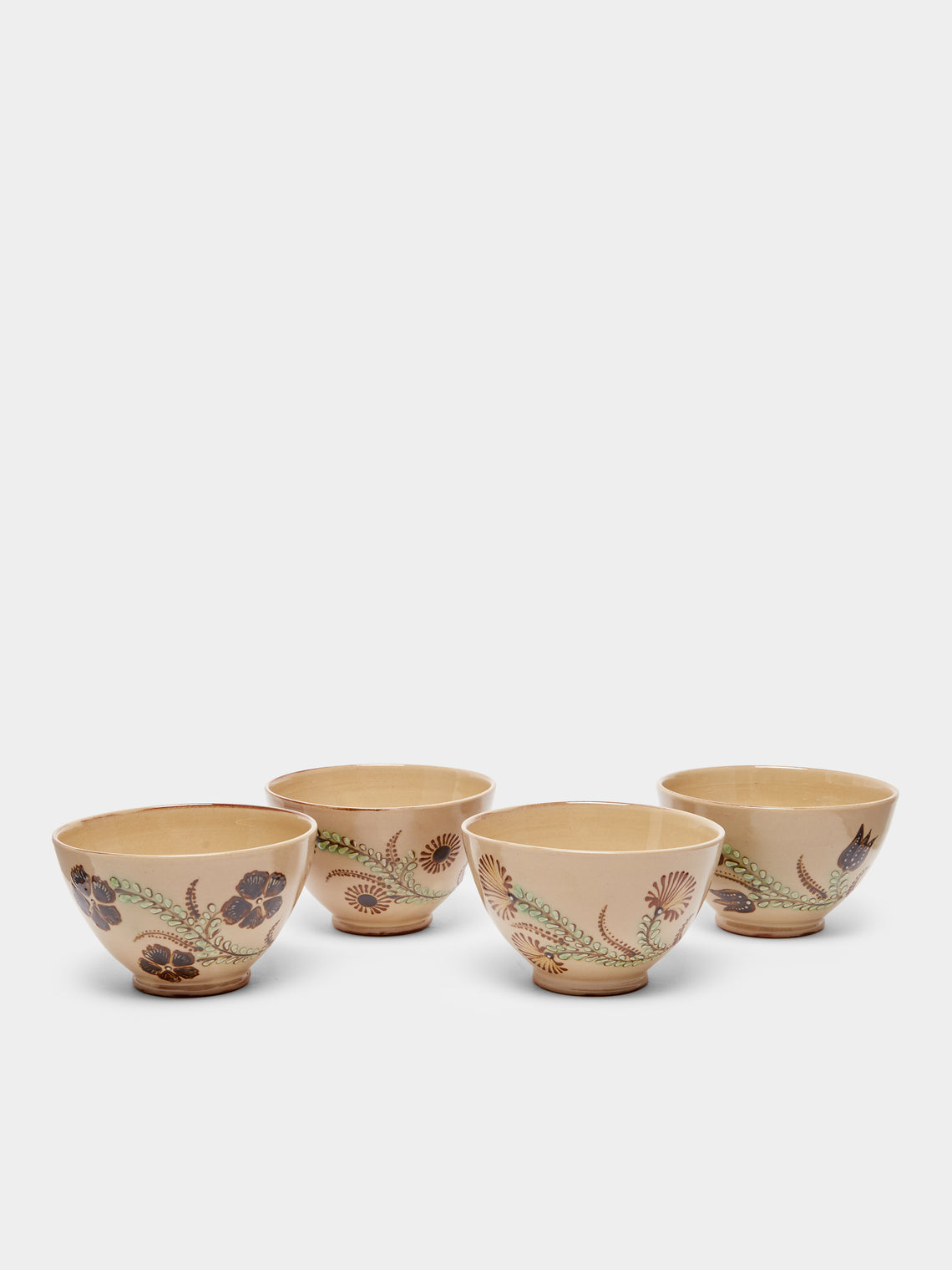 Poterie d’Évires - Flowers Hand-Painted Ceramic Cereal Bowls (Set of 4) -  - ABASK - 