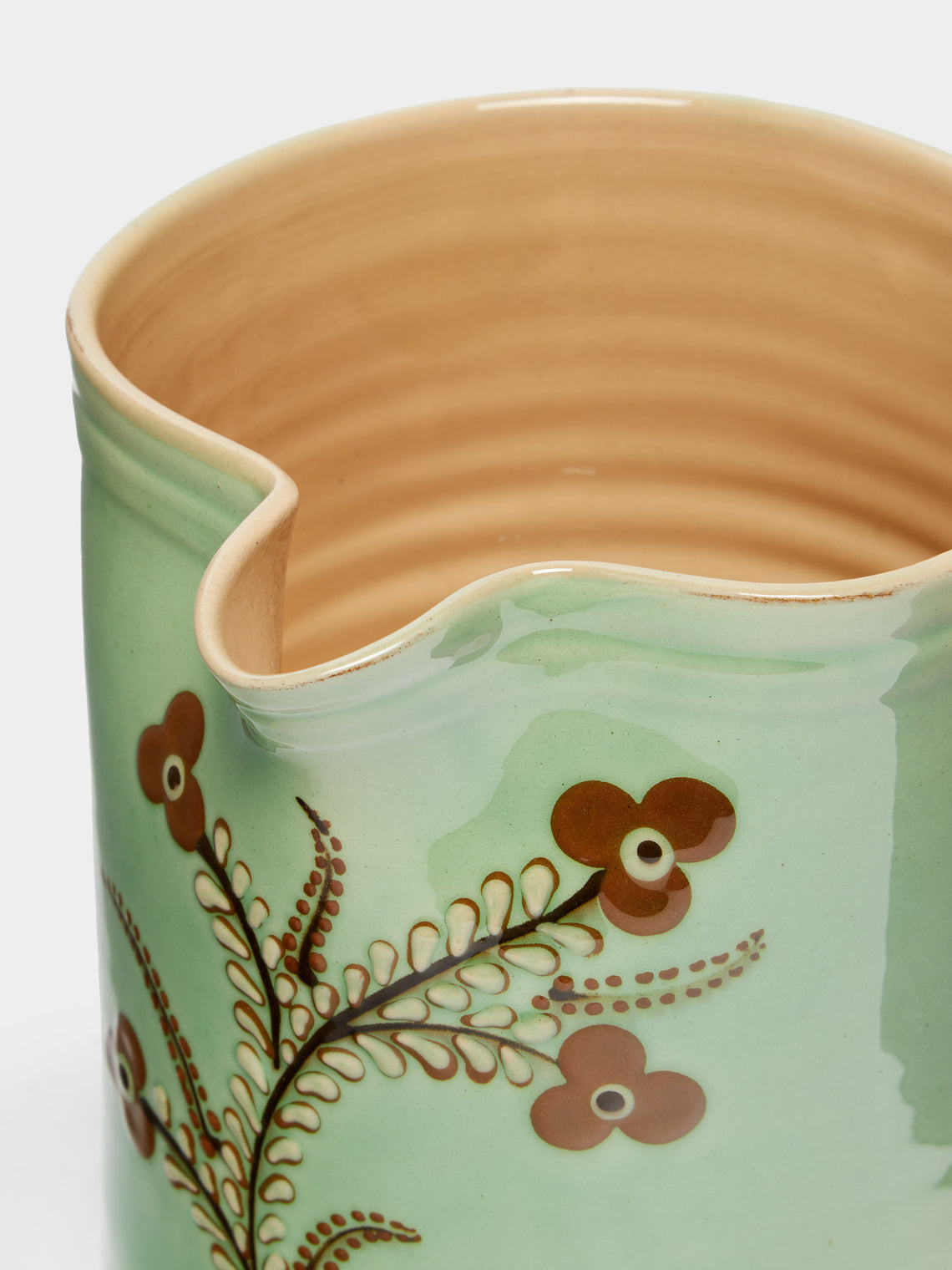 Poterie d’Évires - Flowers Hand-Painted Ceramic Straight-Edge Jug -  - ABASK