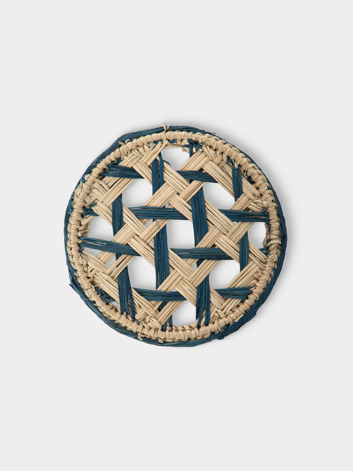 Artesanías del Atlántico - | Set of 6 | Espiga Handwoven Palm Coasters - Blue - ABASK