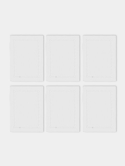 Los Encajeros - Tokyo Linen Cocktail Napkins (Set of 6) - White - ABASK - 