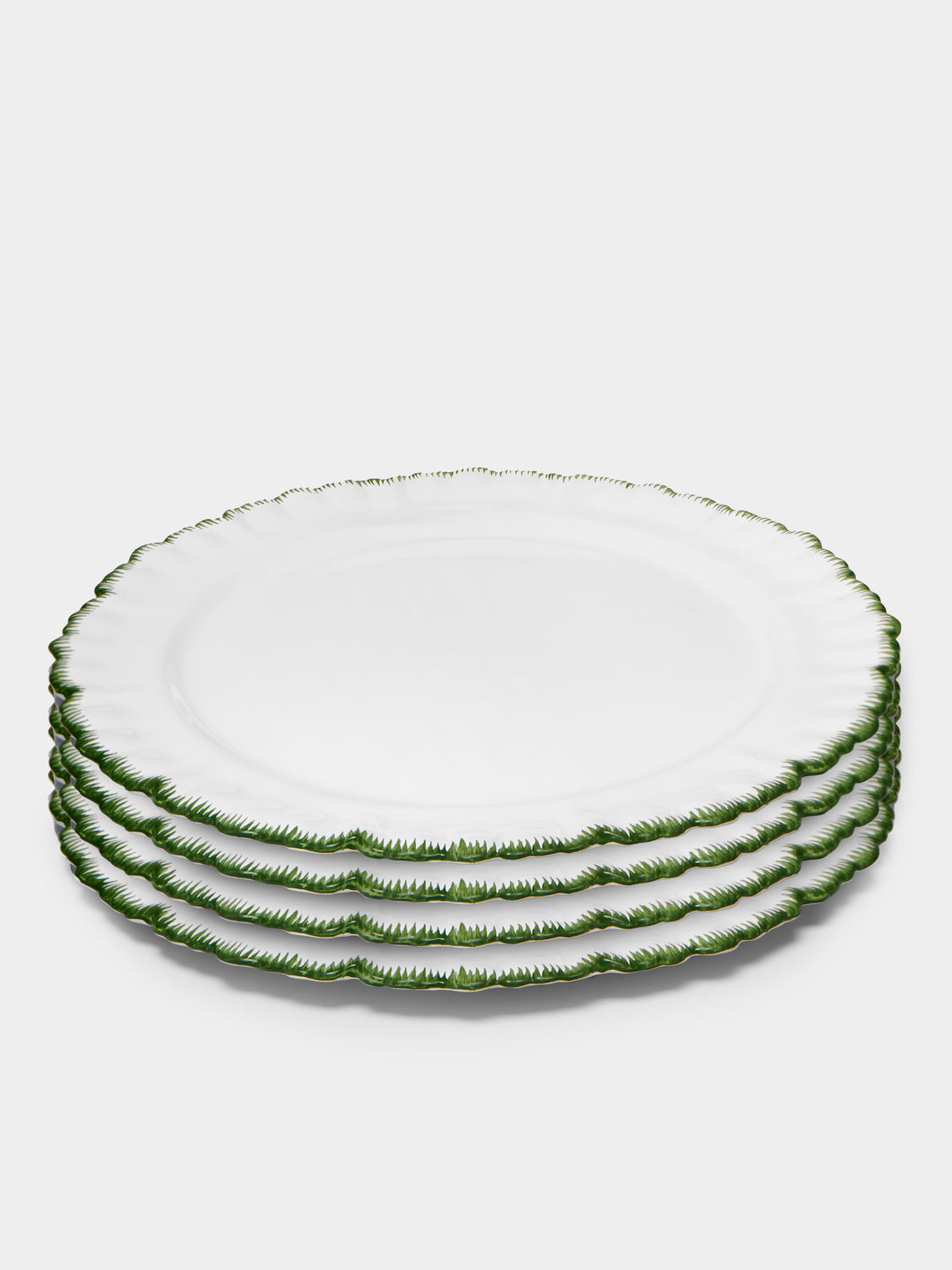 Atelier Soleil - Combed Edge Hand-Painted Ceramic Charger Plates (Set of 4) -  - ABASK