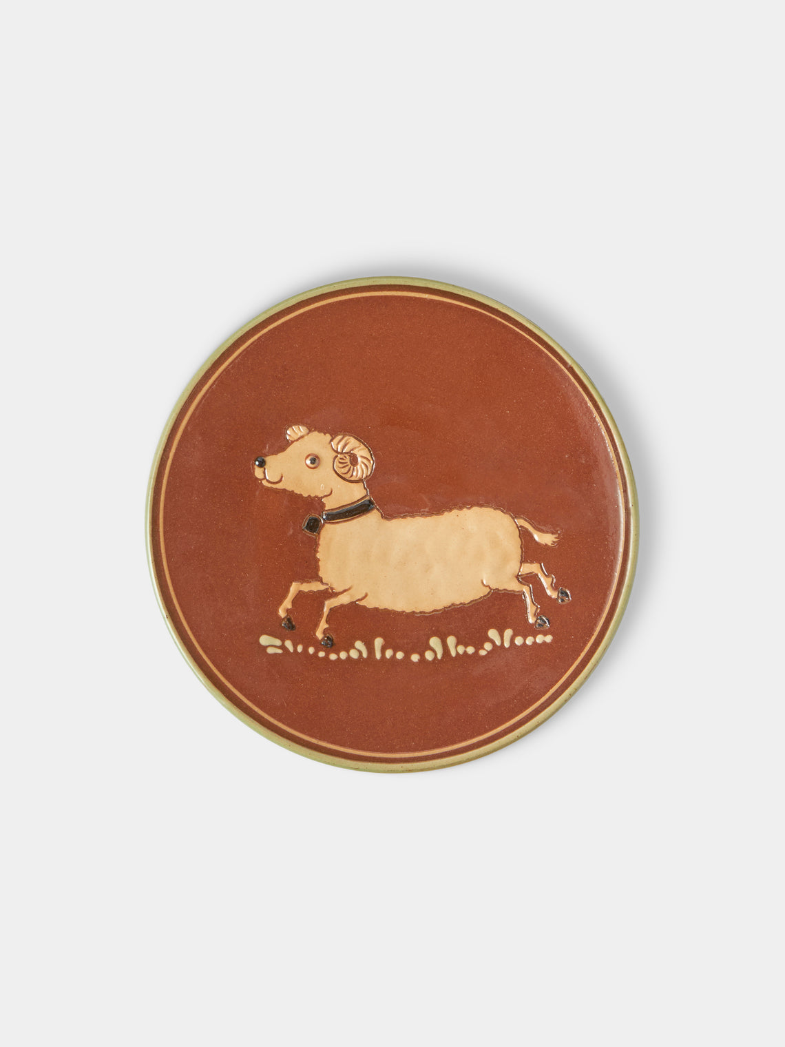 Poterie d’Évires - Animals Hand-Painted Ceramic Plates – 5.5in/14cm (Set of 4) - Light Brown - ABASK