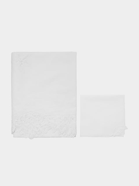 Rolande du Dreuilh Créations - Lacework Tablecloth with Napkins – 106.5in/2.7m (Set of 12) - White - ABASK - 