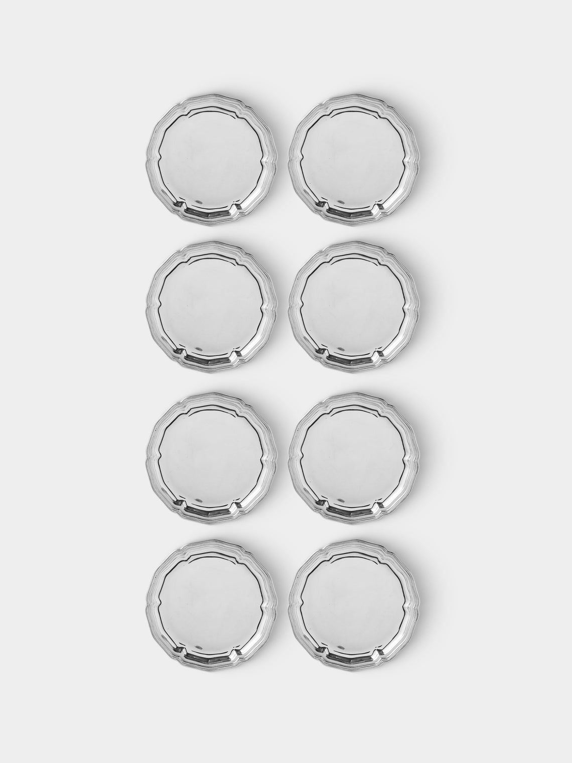 Antique and Vintage - 1950s Silver-Plated Bottle Coasters (Set of 8) - Silver - ABASK