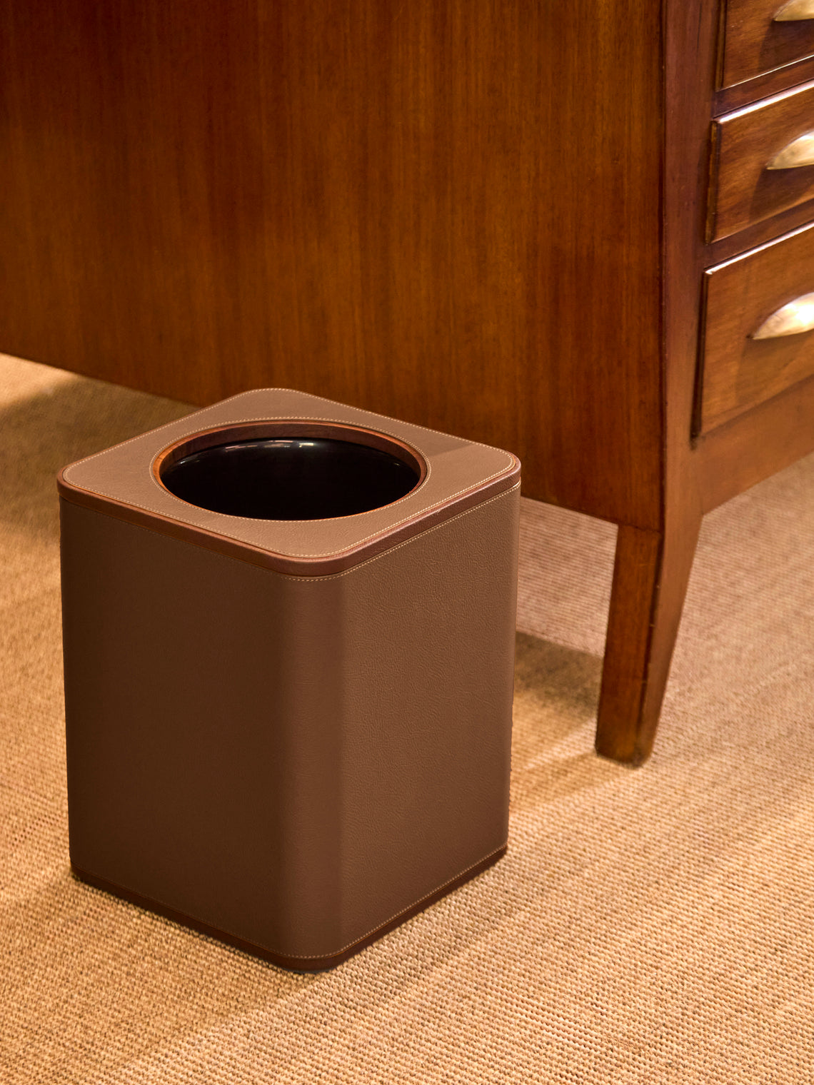 Giobagnara x Poltrona Frau - Leather Wastepaper Bin - Orange - ABASK