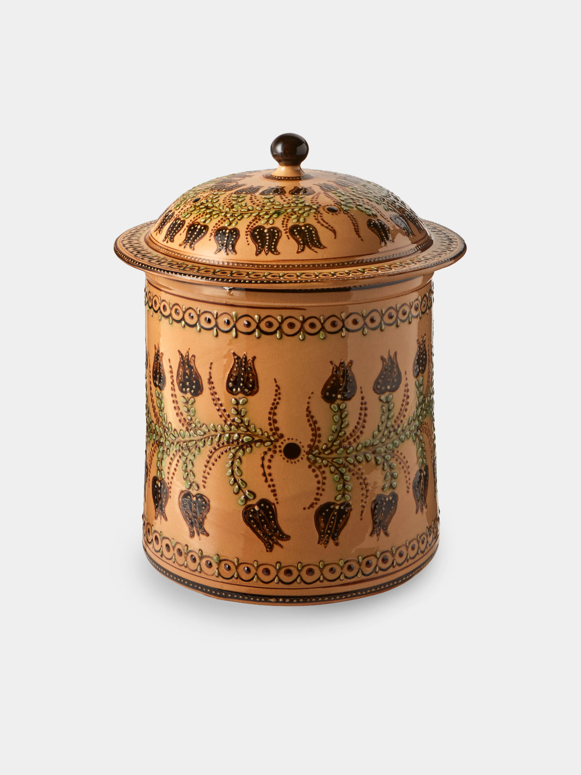 Poterie d’Évires - Flowers Hand-Painted Ceramic Lidded Pot - Cream - ABASK - 
