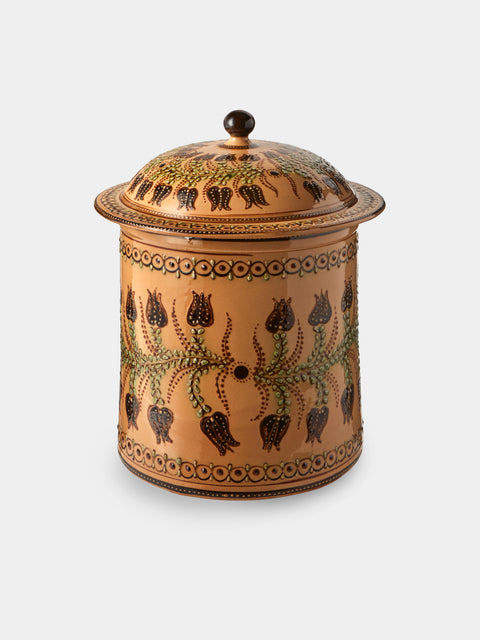 Poterie d’Évires - Flowers Hand-Painted Ceramic Lidded Pot - Cream - ABASK - 