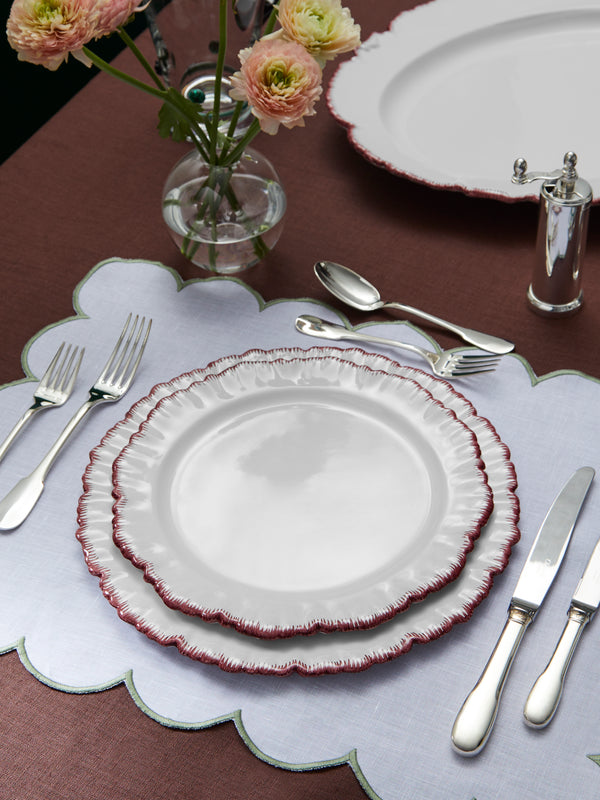 Atelier Soleil - Combed Edge Hand-Painted Ceramic Dinner Plates (Set of 4) -  - ABASK